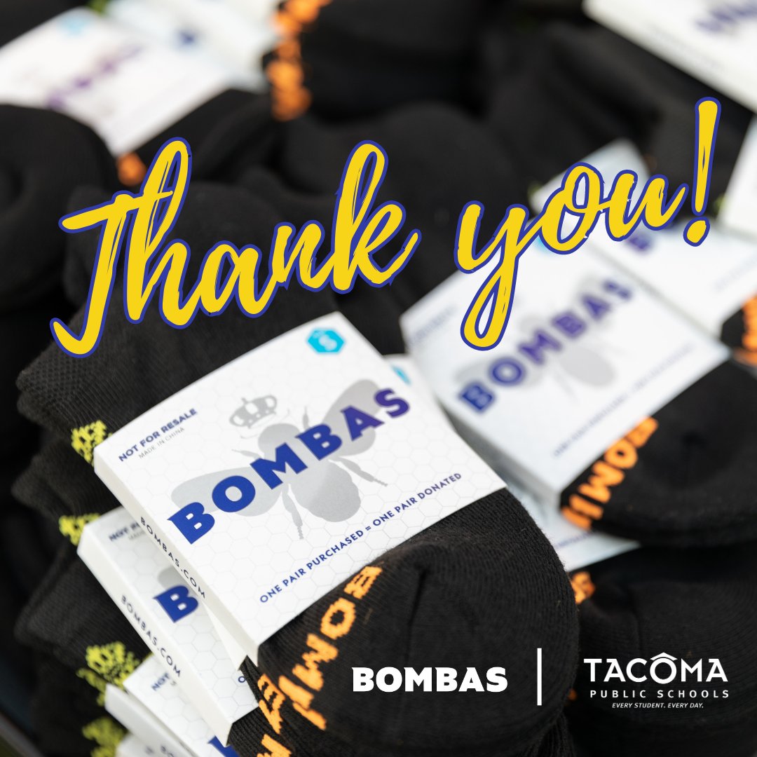 tacomaschools's tweet photo. Thank you @Bombas for your generous donation of over 20,000 socks to support TPS students! Sometimes having a clean, comfortable pair of socks can make a big difference. The donation is available to schools to access for students at risk or experiencing homelessness.
#beebetter https://t.co/P5G2ZMVSfT