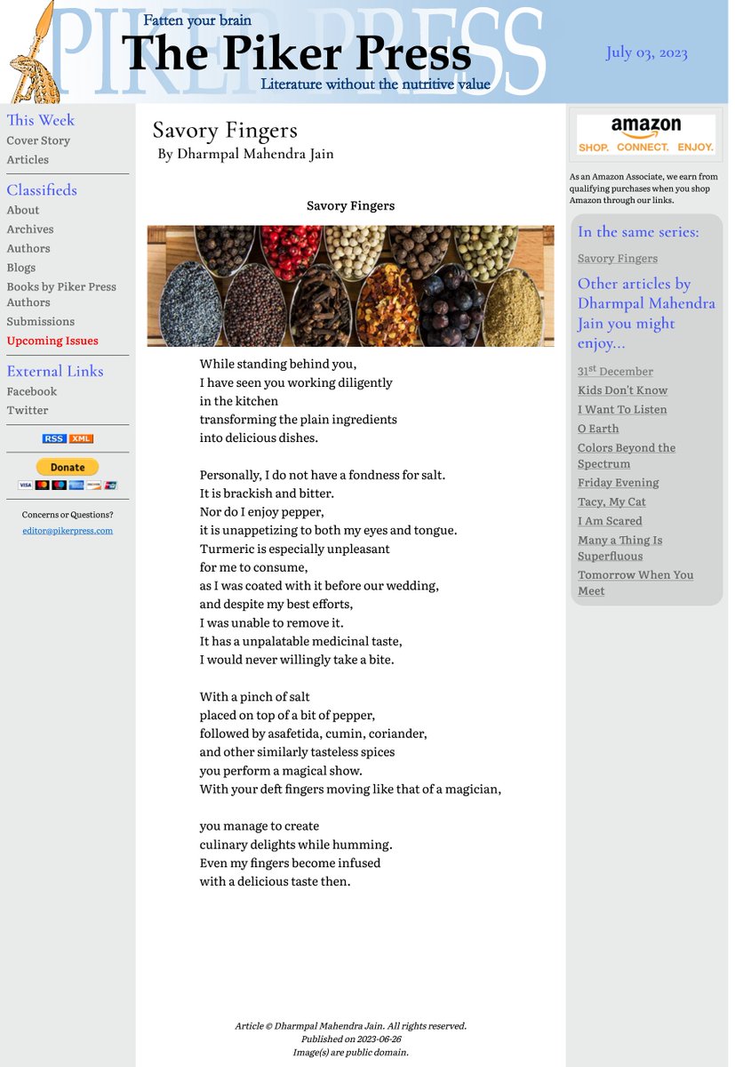 dharm_jain's tweet photo. I’m delighted to share my poem #Savory_Fingers published by #The_Piker_Press. https://t.co/8sqQoE8UCR