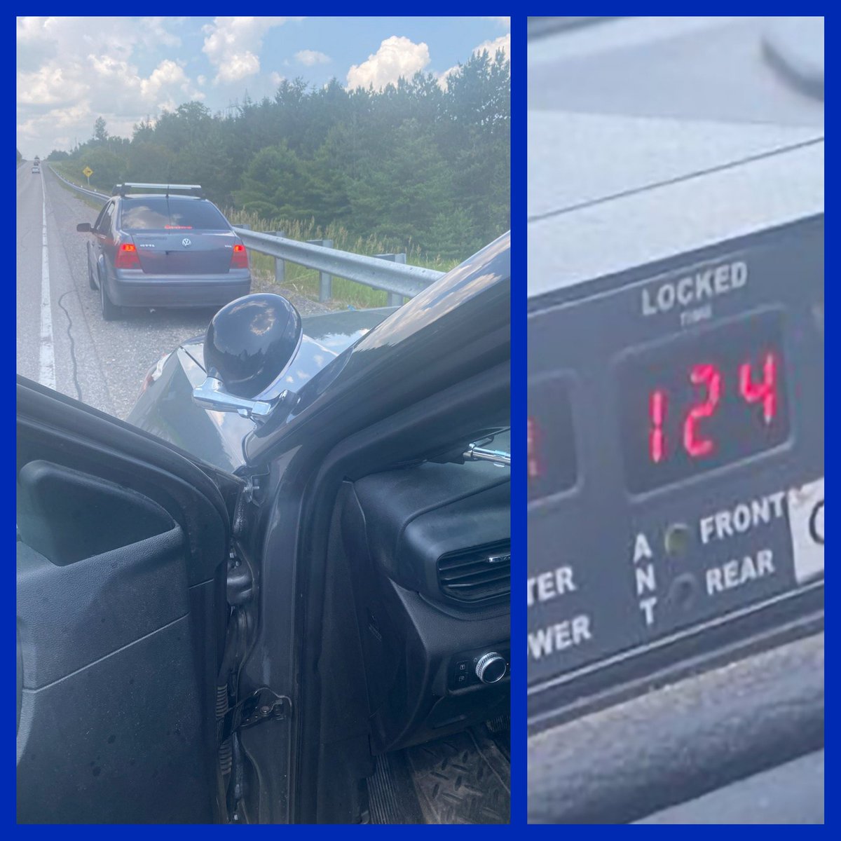 DRPSEastDiv's tweet photo. Bowmanville Av/Cla Con Rd 10 - 124km/hr in an 80km/hr Zone = 44 over.

Oh yeah, the driver was done for stunt driving last year and was so close to getting the stunt charge again today. Today = 4 HTA tickets issued.

#SlowDown
#KeepOurRoadsSafe
#KeepOurKidsSafe
#DurhamVisionZero https://t.co/NNMsmZEeiq