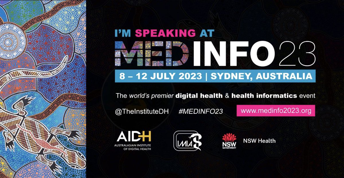 I am excited to announce that I'll be speaking at @TheInstituteDH #MedInfo23 Conference in Sydney, Australia! We will be hosting a panel discussion alongside leaders from the University of Illinois Chicago @UICCIFellowship (@DoctorKarlMD & Andy Boyd, MD) to discuss our