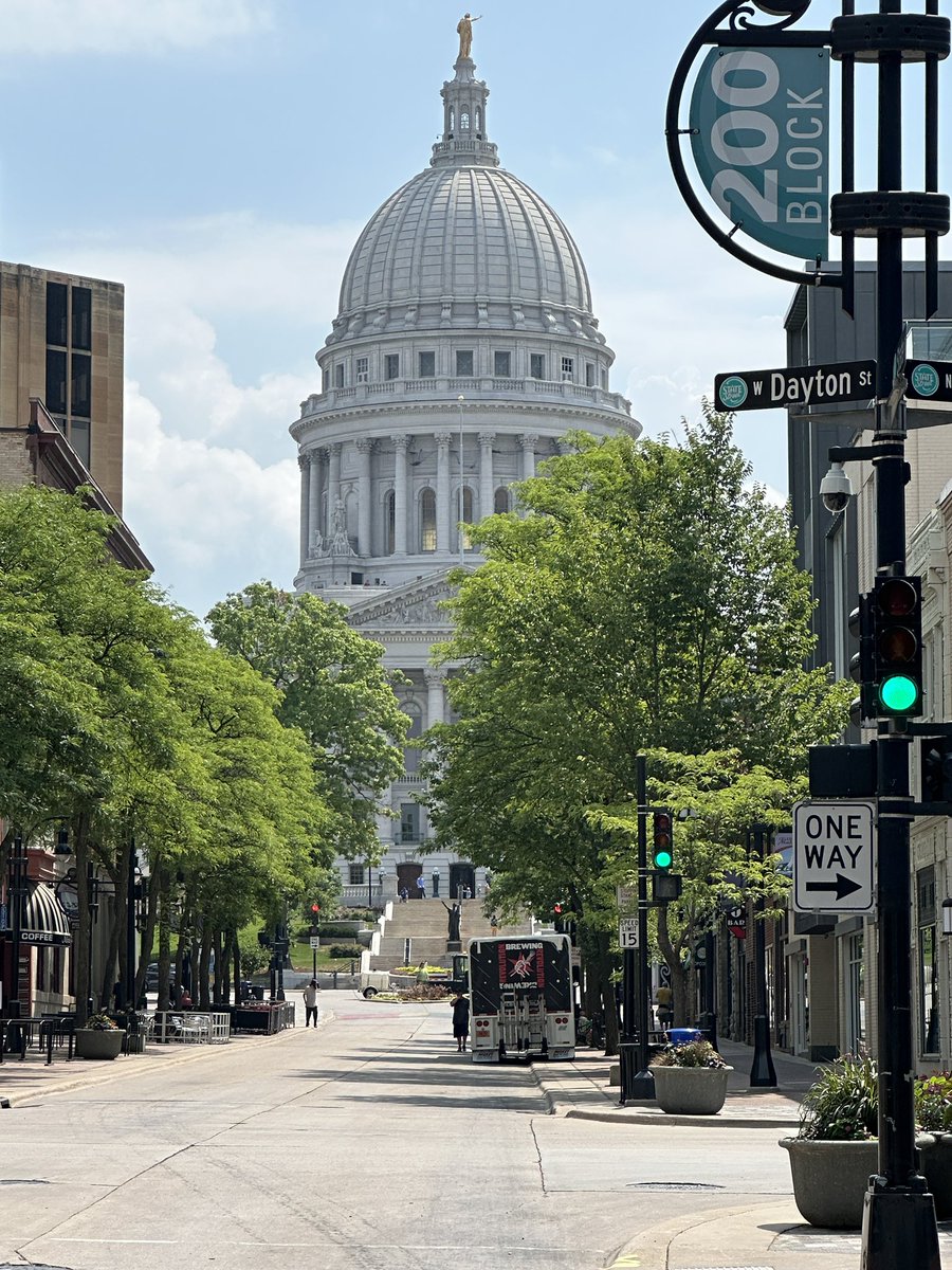Day 94: Wisconsin Dells,WI to Madison,WI - 53 miles.  Short ride today as I dropped off one of the bikes for service in Milwaukee.  Avoided the rain today while riding, but later it poured. Mostly flat, but very humid.  Rain helped knock that down.  Good day.