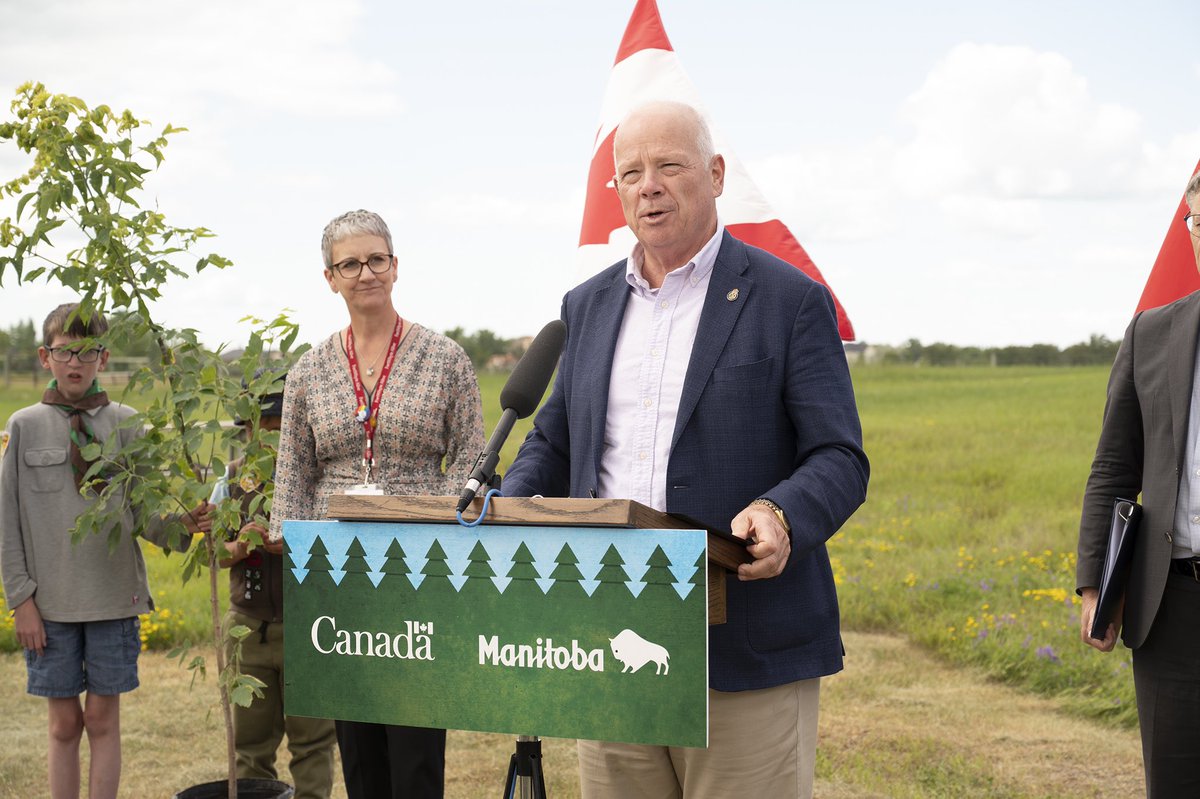 MinGregNesbitt's tweet photo. Myself, along side federal MP @TerryDuguid announced Manitoba’s commitment to plant an additional 1 million trees a year as part of the Two Billion Trees program. These trees will build healthy forest ecosystems, clean our air and create more green jobs throughout the province! https://t.co/j6b4ujv9a8