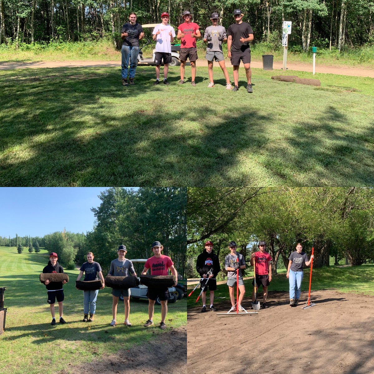 Knocked a few things off the to-do list today. When we bought the golf course last June the tee boxes were rock hard and mostly dirt. NOT ANY MORE!  7 tee boxes were sodded today, more to come.
Set to clock: teeing-off on the new sod in 4 weeks!