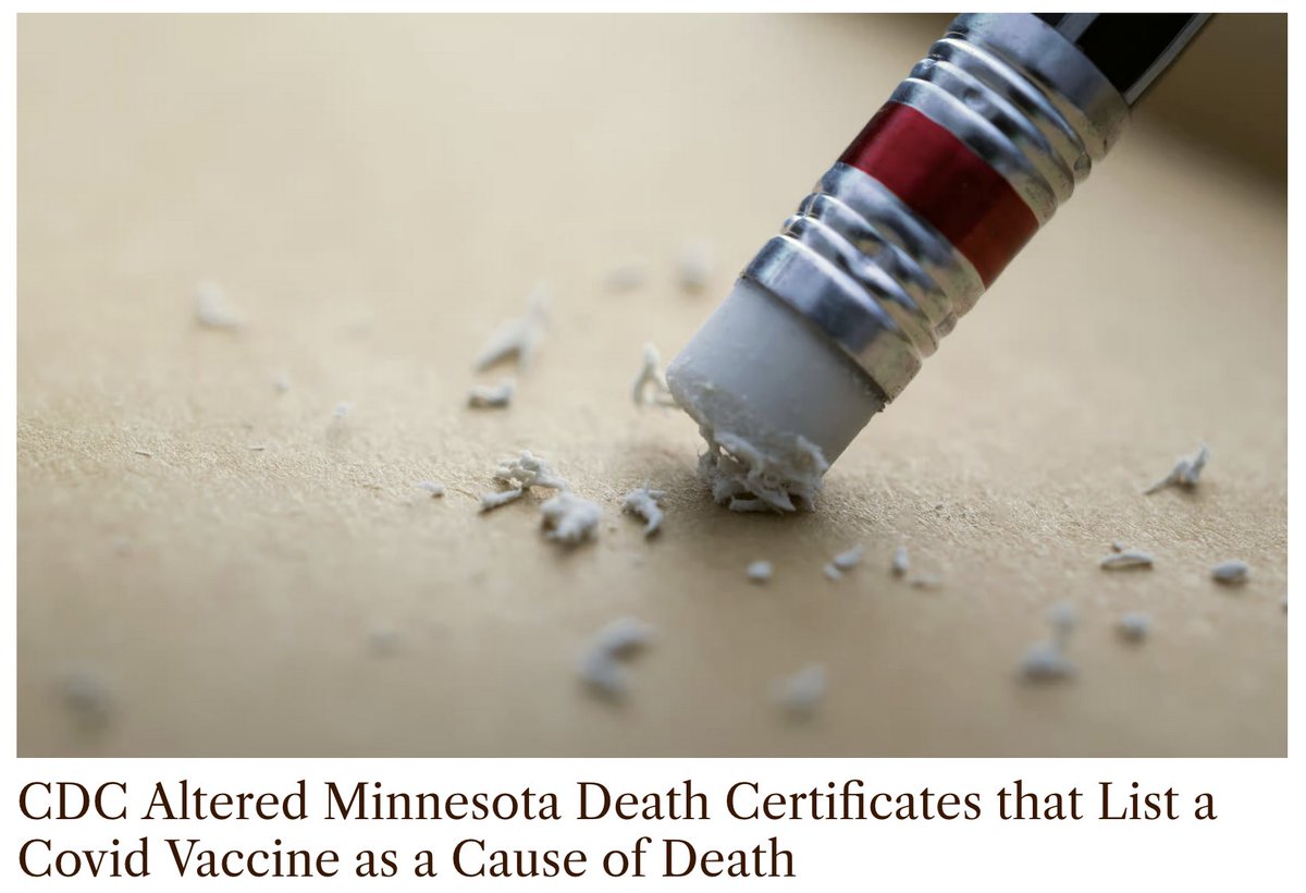 DiedSuddenly_'s tweet photo. BUSTED!

“covid vaccine second dose 10 hrs prior to death”

CDC Altered Minnesota Death Certificates that List a Covid Vaccine as a Cause of Death.   

Someone should go straight to jail for this!

Someone (who needs to remain anonymous) was able to obtain the death  certificates from Minnesota for all deaths that occurred from 2015 to  the present, which presented the opportunity to see if the CDC is being  entirely honest about the US death data. Unsurprisingly, the CDC is not.

The article below shows  7 death certificates from Minnesota that identify a covid vaccine as a  cause of death where the CDC omitted the corresponding ICD 10 code  identifying a vaccine side effect when the CDC assigned ICD codes to the  death certificates.

https://t.co/74Qtk2PFTC