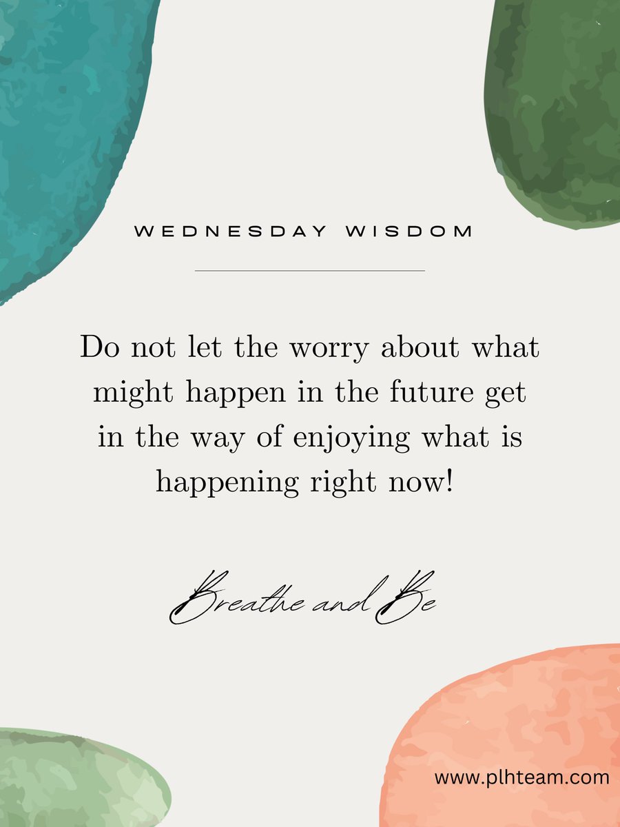 PLHTeam's tweet image. Wednesday Wisdom 💡

Breathe and Be. 

Do not let your worries about what may or may not happen in the future get in the way of enjoying all the wonderful things happening around you right now. 

Breathe and Be in the present long enough to let all that goodness flow through you.