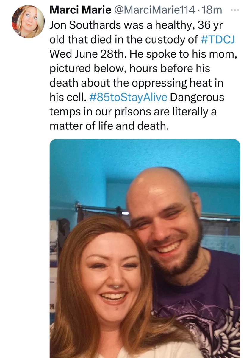 I truly hope the Senate and <a href="/LtGovTX/">Office of the Lieutenant Governor Dan Patrick</a>  <a href="/GregAbbott_TX/">Greg Abbott</a> finally pay attention and at least honor the efforts of this dear mother. #txlege <a href="/joanhuffman/">Joan Huffman</a> <a href="/NathanForTexas/">Nathan Johnson</a> <a href="/Menendez4Texas/">José Menéndez</a> <a href="/SenBryanHughes/">Senator Bryan Hughes</a> <a href="/CreightonForTX/">Chancellor Brandon Creighton</a> @loiskolkhorst <a href="/SenatorNichols/">Sen. Robert Nichols</a> <a href="/TPCA_org/">TPCA Texas Prisons Community Advocates</a> #85ToStayAlive #txlege