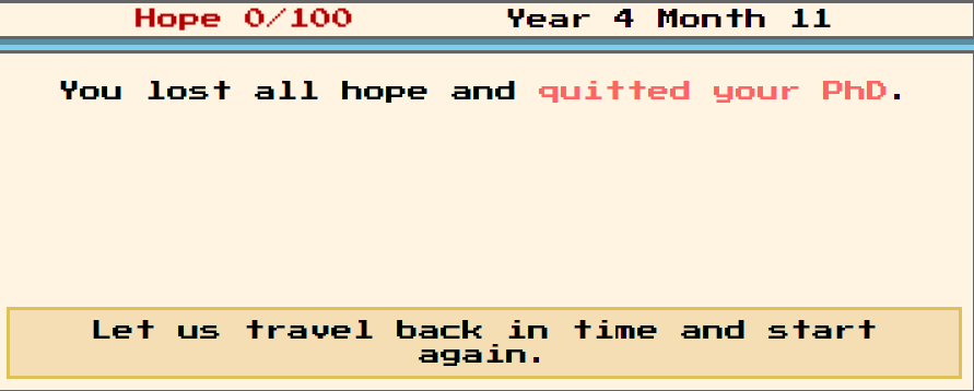 toothlesschel's tweet photo. Hope this PhD Simulator isn't a reflection of the year to come. https://t.co/sUIi1EyGUh
