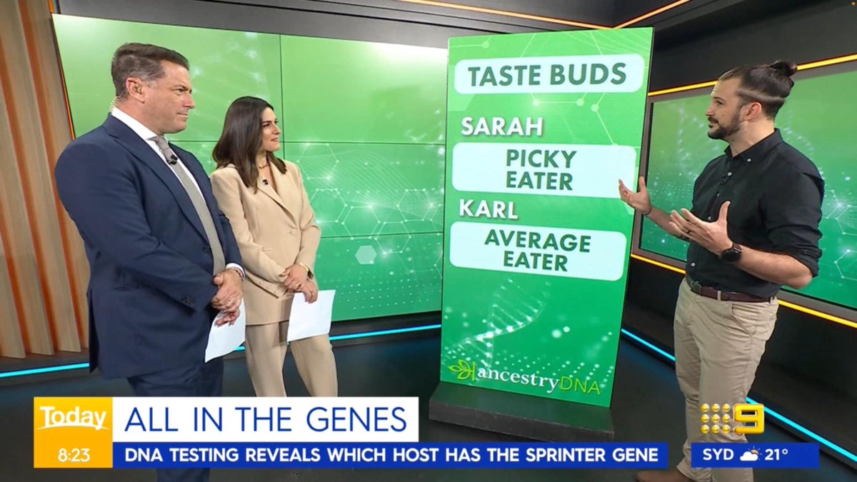 jasereeve's tweet photo. Yesterday I joined Karl &amp; Sarah on the Today Show to reveal just a few of their 40+ AncestryDNA traits.

You can see the full segment here: https://t.co/H33caqtmIG

If you would like to learn more about AncestryDNA, you can find more information here; https://t.co/sr7jsVN55g https://t.co/tNfJ2qbNOP