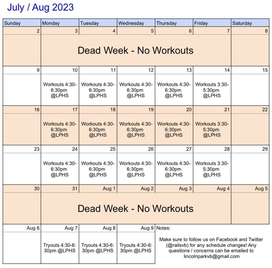 railsVB's tweet image. Here’s our schedule for the rest of the summer, open to girls who will be in 9th-12th grade for the 2023-24 school year. We will see everyone back at LPHS on Monday, at 4:30!