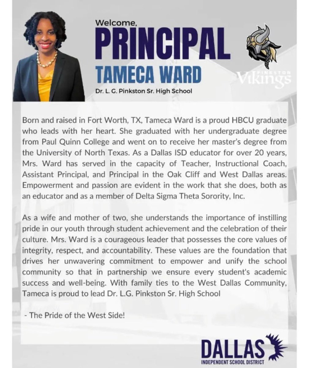 Raul Quintanilla Sr. Middle School STEAM Academy (@qmsstars) on Twitter photo Congratulations Principal Ward!!!! You will be missed at the Q! Viking nation get ready to EXUDE EXCELLENCE EVERYDAY under the leadership of Principal Ward. Let’s get it!!! <a href="/LGPinkstonHS/">L. G. Pinkston High School</a> <a href="/PathtoPinkston/">Path to Pinkston</a> Congratulations Principal Ward!!!! You will be missed at the Q! Viking nation get ready to EXUDE EXCELLENCE EVERYDAY under the leadership of Principal Ward. Let’s get it!!! <a href="/LGPinkstonHS/">L. G. Pinkston High School</a> <a href="/PathtoPinkston/">Path to Pinkston</a>