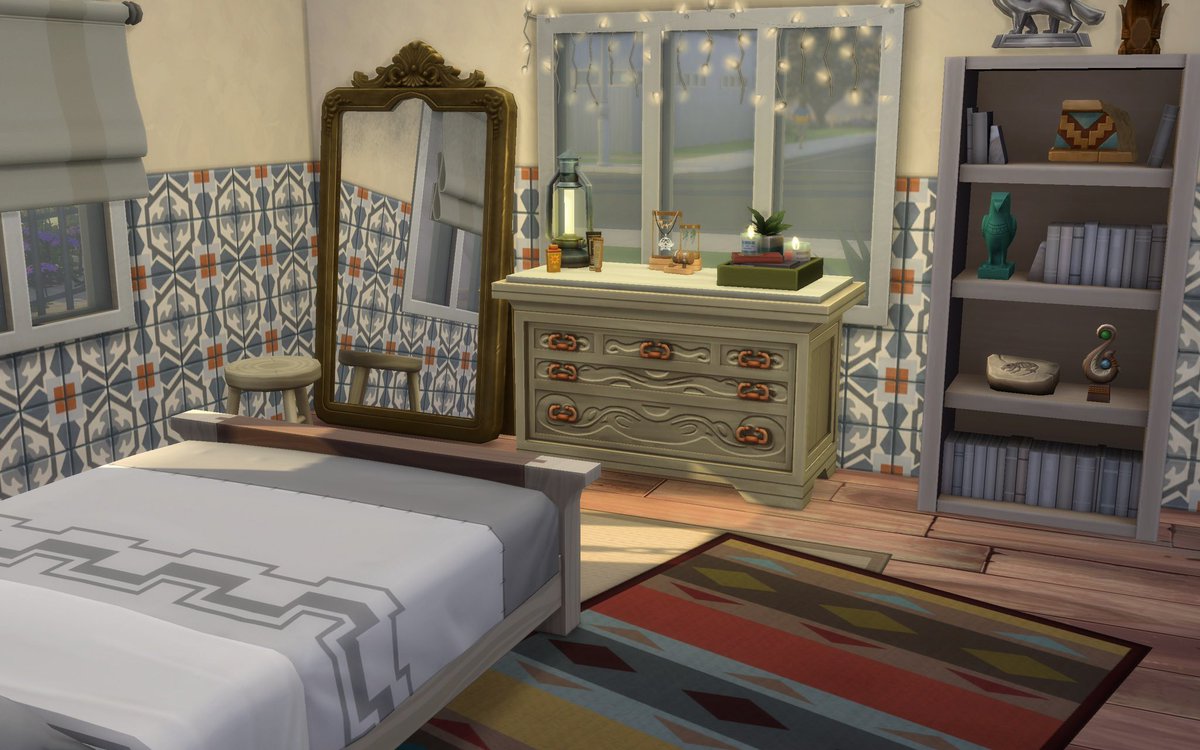 simmysprinkles's tweet photo. A cozy bedroom I built for my Sim with the aspiration to explore Selvadorada! โฅ๏ธ #simmersquad #Sims4 #ShowUsYourBuilds #simjammers https://t.co/YmUa0v60NP