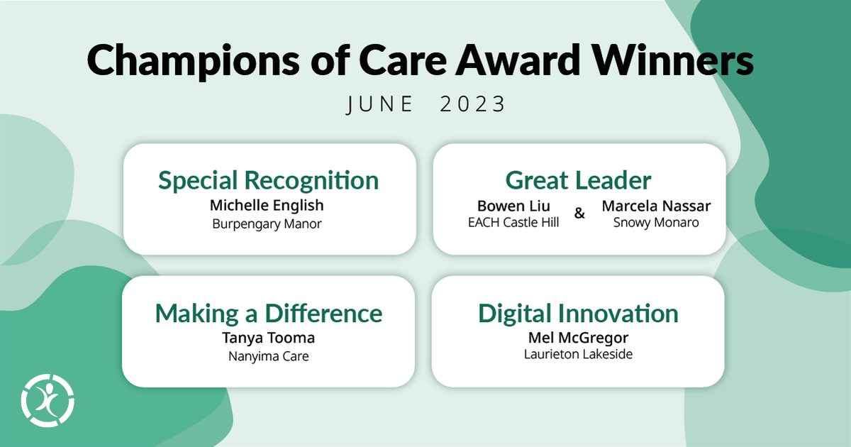 Congratulations to our June Winners of the Champions of Care Awards 2023!

If you would like to nominate a colleague for the next round of awards, click here: bit.ly/3NFtxgf

#Recognition #IndustryAwards #ChampionsofCare