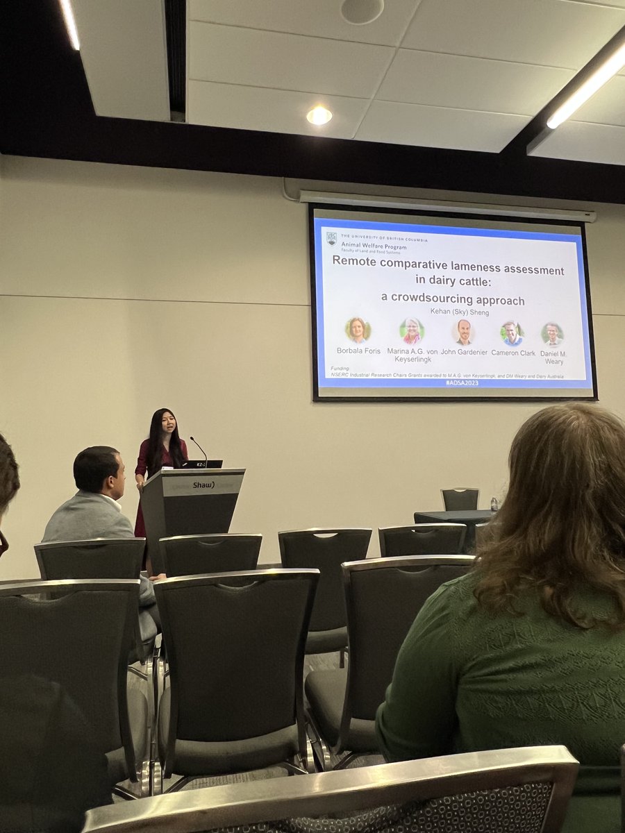ubcAWP's tweet photo. PhD Student, @SkySheng2 engaged the audience with an oral presentation on her work on remote comparative lameness assessment in dairy cattle. https://t.co/A8LxwRO10g