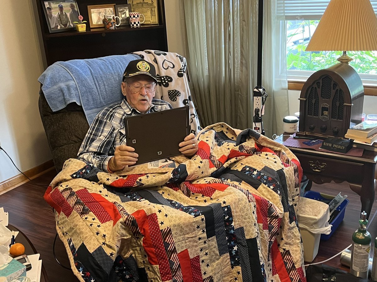 barrydlee1's tweet photo. SEW Casey was honored to present Mr. Glen Emerson, E-4 United States Army, his “Quilt of Valor” quilt today.  🇺🇸 

Glen Emerson served from 1957-1960.  He was stationed in Germany for two years.
#quiltsofvalor
#thankaveteran
#HonorOurVeterans https://t.co/qM5SHWiOAU