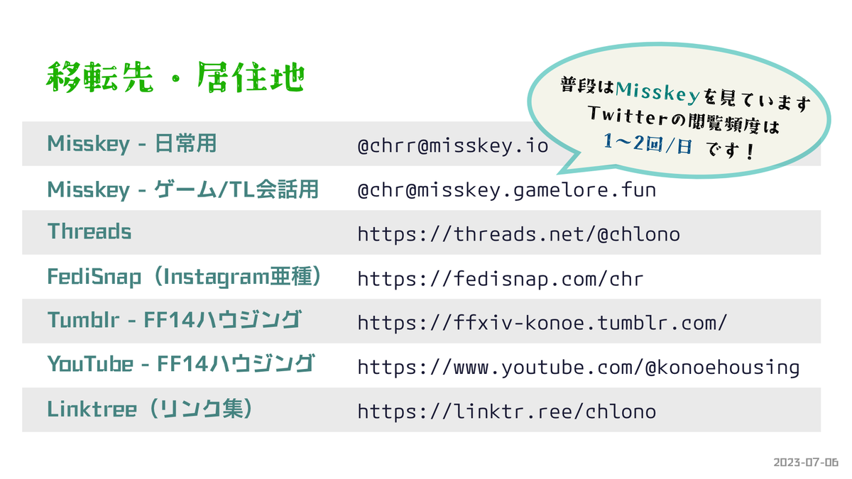 chlono's tweet photo. @null
すれっずがサービスインしたので、移転先（&amp; 現在居住地）を更新しました
普段は上のふたつを見ています！ https://t.co/tBLlPE4I4T