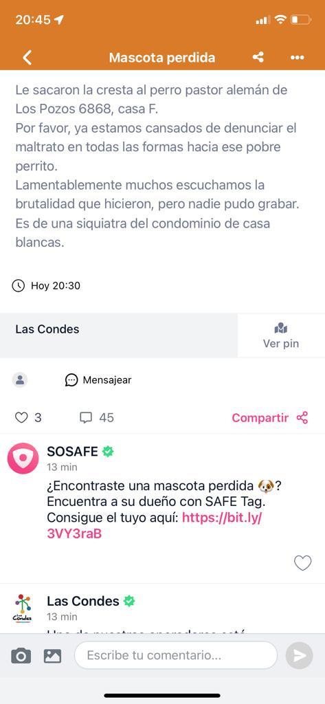 #URGENTE caso de Maltrato Animal reiterado en #LasCondes <a href="/Muni_LasCondes/">Las Condes</a> no hace nada <a href="/danielapenaloza/">Daniela Peñaloza</a> <a href="/mascotalerta/">Fundación MASCOTALERTA</a> <a href="/AnimalParaiso/">AnimalParaíso</a> <a href="/carolinapinoc/">Caro 🌲 C.</a> <a href="/KarendTV/">Karen Doggenweiler L</a> <a href="/kattykowaleczko/">Katty Kowaleczko</a> @AdopGatosChile <a href="/PerrosPlazaHuem/">Perras Tuiteras🐾 Barrio Franklin 🇨🇱🐶🐱</a> <a href="/CsvChile/">🐾🐾Callejeros, sin voz❤🐾🐾 chile🇨🇱</a> <a href="/Fundacion_CIMA/">Fundación C.I.M.A. Chile</a> <a href="/callejeritosDLV/">CallejeritosDeLaVega</a> <a href="/PDI_CHILE/">PDI Chile</a> <a href="/meganoticiascl/">Meganoticias</a>