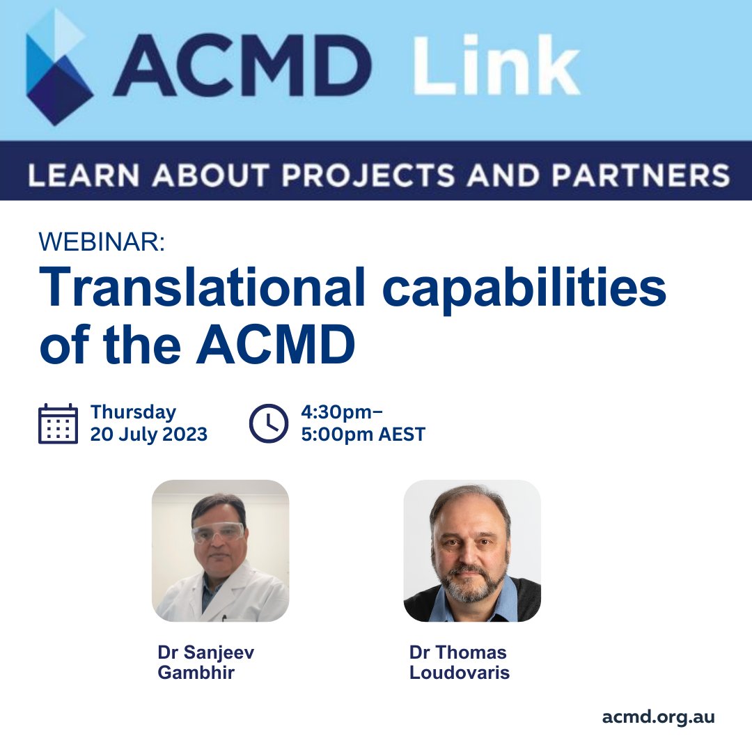 Find out about facilities to manufacture cell and tissue-based products, and bio-inks at our next ACMD Link webinar. To register: bit.ly/3rbudT7 @SVIResearch @UOW @TRICEP_AU
