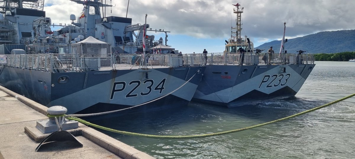 Great to see you sis! We have been reunited with our sister ship @hms_tamar in #Cairns 🇦🇺 for the first time this year. Rafted up outside of us, this is the first time we have been outboard one another since leaving Portsmouth on Op Woodwall! #TeamSpey #TeamTamar #TeamSpeymar