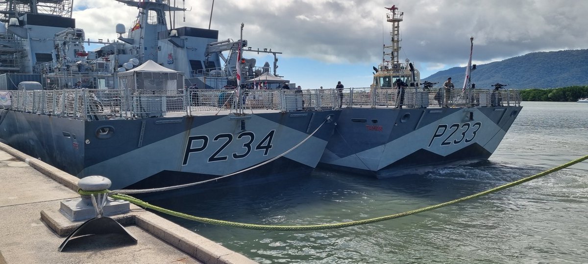 Great to see you sis! 

We have been reunited with our sister ship <a href="/hms_tamar/">HMS Tamar</a> in #Cairns 🇦🇺 for the first time this year. Rafted up outside of us, this is the first time we have been outboard one another since leaving Portsmouth on Op Woodwall! 
#TeamSpey #TeamTamar #TeamSpeymar