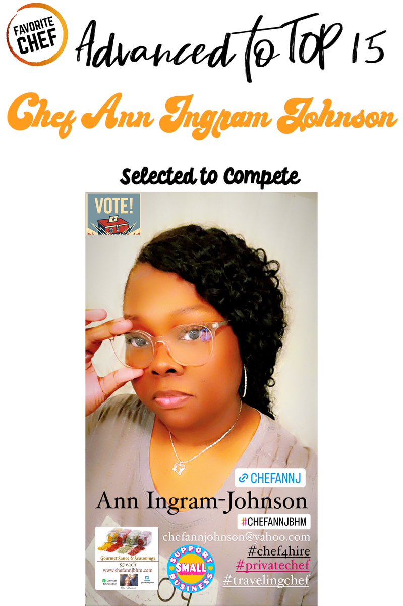 Cast your vote for me! Chef Ann Ingram Johnson…
favchef.com/2023/ann-ingra… #favchef  #cheflife