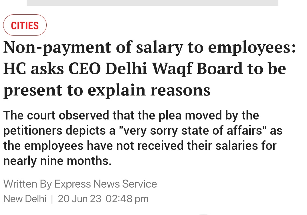 RahulS_7's tweet photo. On one side AAP thumps it's chest for revenue surplus, or for more tax collection but on the other doesn't pay salaries to employees for months and this has happened multiple times! 
Every time its the HC which has to intervene and instruct #AAP govt to pay salaries-
Pic1-  HC directs to pay MCD(2016) 
Pic2- HC again directs to pay MCD(2020) 
Pic3- HC directs to pay Law researchers
Pic4- HC directs to pay Waqf board employees