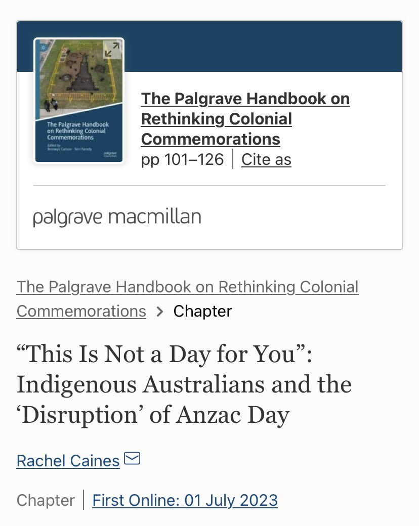 So excited that is book is now available to read and purchase! Very fitting that it came out during #NAIDOC2023 Thrilled to have my chapter appear alongside so many other incredible scholars, and pinching myself to see my name in print.