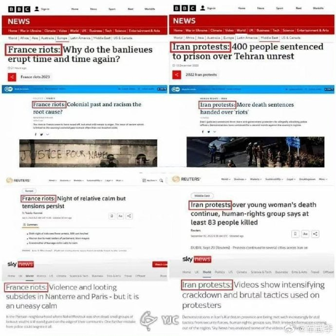 KELMAND1's tweet photo. BBC：有必要将正常国家各种法西斯分子的骚乱与极权国家民主活动人士的抗议区分开来。 https://t.co/p72tGjKFMK