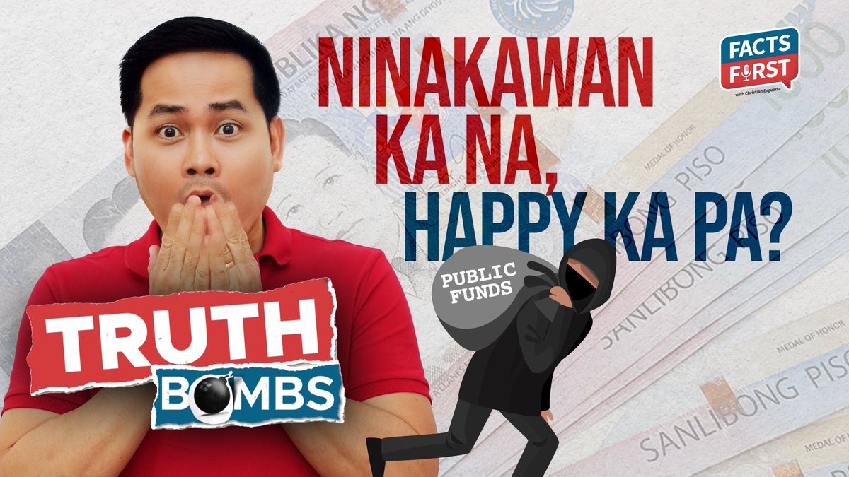 IanEsguerra's tweet photo. Kung ninakawan ka na ng mga pulitiko pero happy ka pa, ano tawag dun?

ICYMI, our #FactsFirst #TruthBombs 💣💣💣 https://t.co/A0tFhEaaVb https://t.co/M2IWCP0IO8
