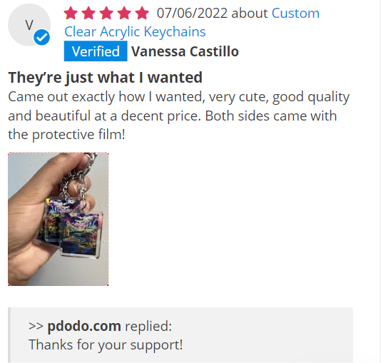 pdodokeychains's tweet image. 🍧Featured Reviews &amp;amp; Lucky Draw(5)🍧

🐾The following reviews are Selected as Featured Reviews
🐾Reviewers will each get a 💲50 coupon!(available for over $100)

Come claim your own review!
💚DM us for the coupon!💚

#pdodo #art #keychain #luckdraw #acrylic