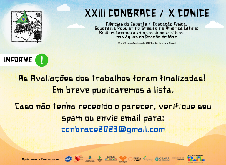 _cbce's tweet image. Estimadas/os colegas, informamos que as avaliações dos trabalhos foram finalizadas. Em breve publicaremos a lista.
Caso não tenha recebido o parecer, verifique seu spam ou envie email para conbrace2023@gmail.com.