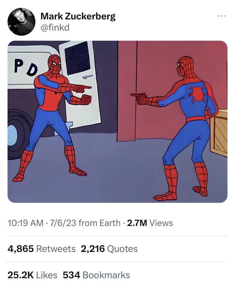 OzCrypto's tweet photo. Zuck @finkd is back on Twitter after over a decade off.   Let the games begin 😂 https://t.co/mWAEvxq1Sm