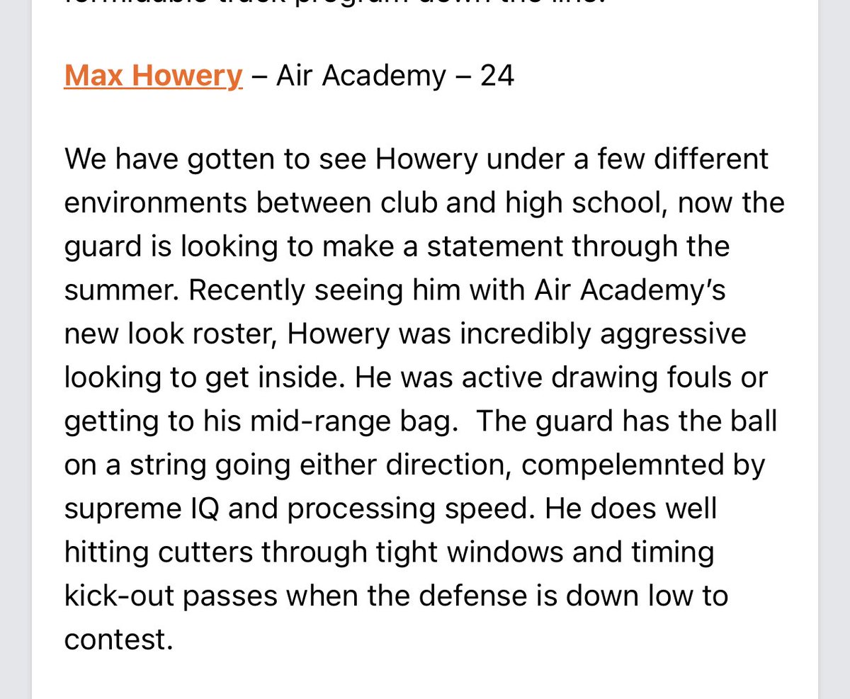 Nice write up <a href="/claytonconover/">Clayton Conover</a>⁩ on ⁦<a href="/MaxHowery/">Max Howery</a>⁩!Most underrated guard in the state and is as good as any PG in Colorado!  He does it all at a high level and should be on all RMAC coaches radar needing a true floor general. Catch him ⁦<a href="/TexasHoopsGASO/">TexasHoops/GASO 🔗</a>⁩  this weekend
