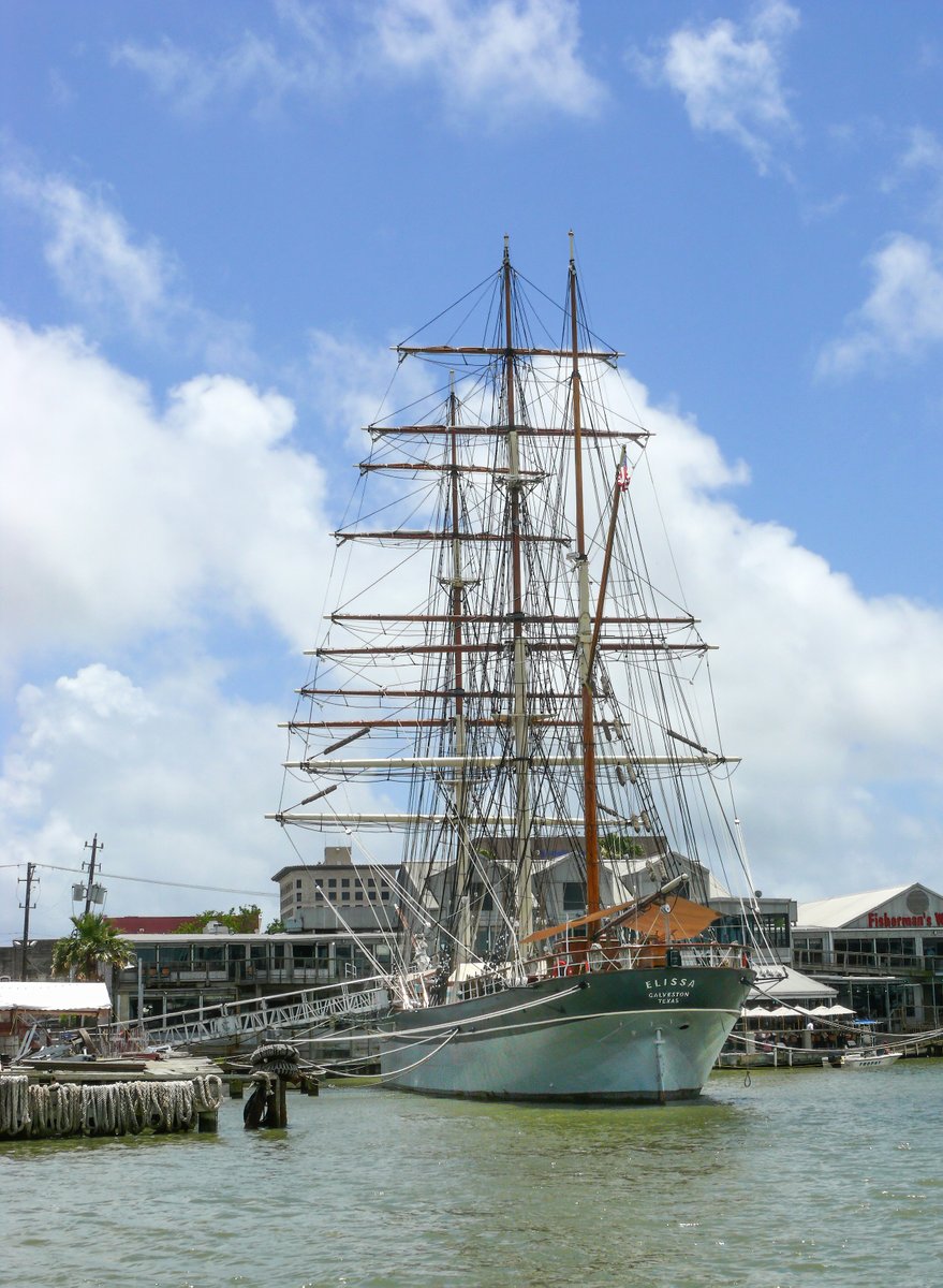 Elissa, a three-masted barque built in 1877 at Aberdeen, Scotland and now part of the Texas Seaport Museum in Galveston.  #MaritimeHistory #TallShips #Elissa #Galveston #wednesdaythought 🌊⚓️⛵️🌿