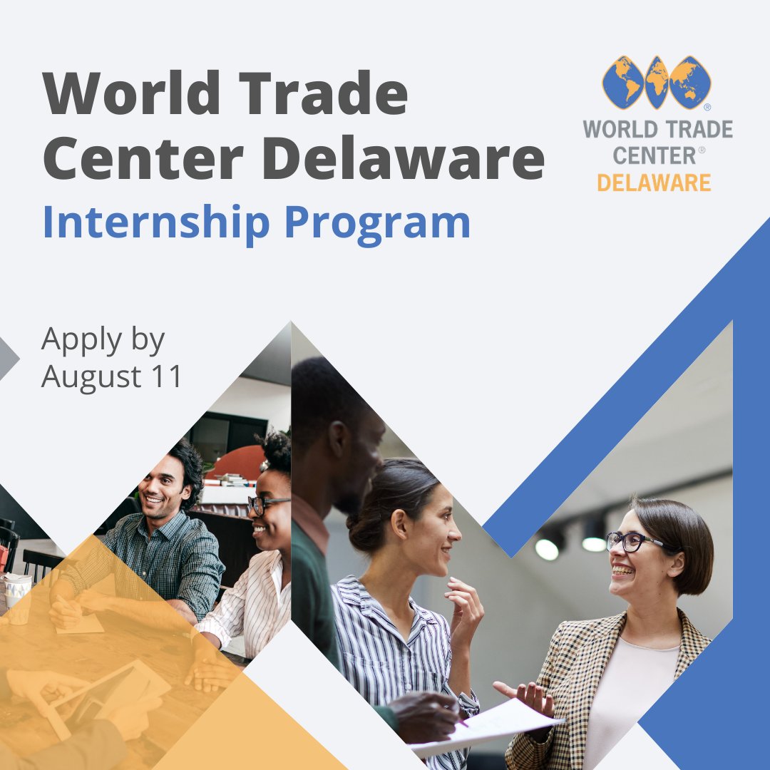 @WTCDelaware offering paid internships. Apply by August 11th. Opportunities range from 6 months to a year.  Roles available include graphic design, administration, and research. Find more information at wtcde.com/internships.ht… or send a cover letter and resume to info@wtcde.com