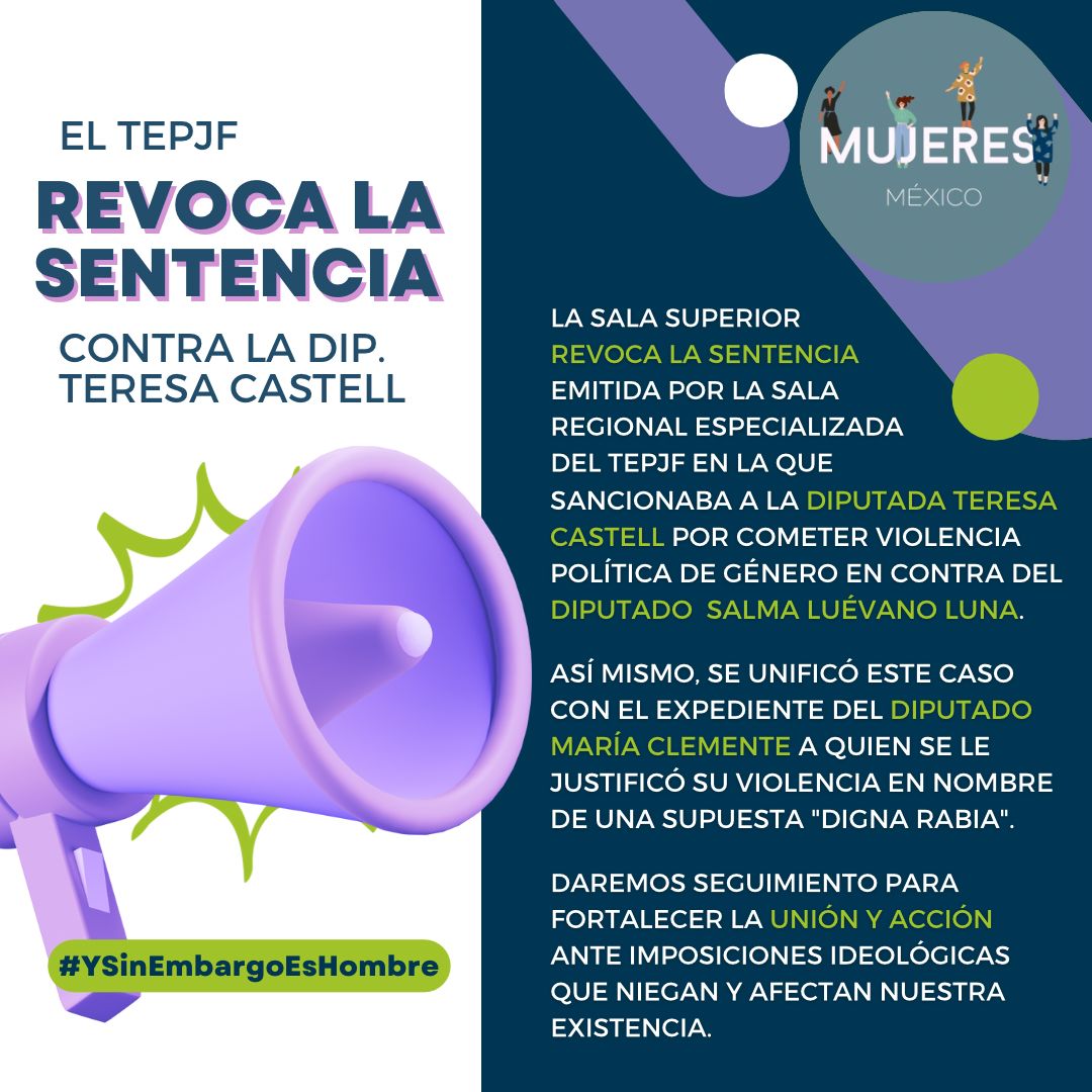 GuerreraProvida's tweet photo. La Sala Superior del Tribunal Electoral del Poder Judicial de la Federación, resolvió revocar la sentencia, es decir, regresarla a la Sala Especializada para que vuelva a revisarla de manera exhaustiva. 
#YSinembargoEsHombre
@MARIACLEMENTEMX
@SalmaLuevano https://t.co/MI7JxxgkLv
