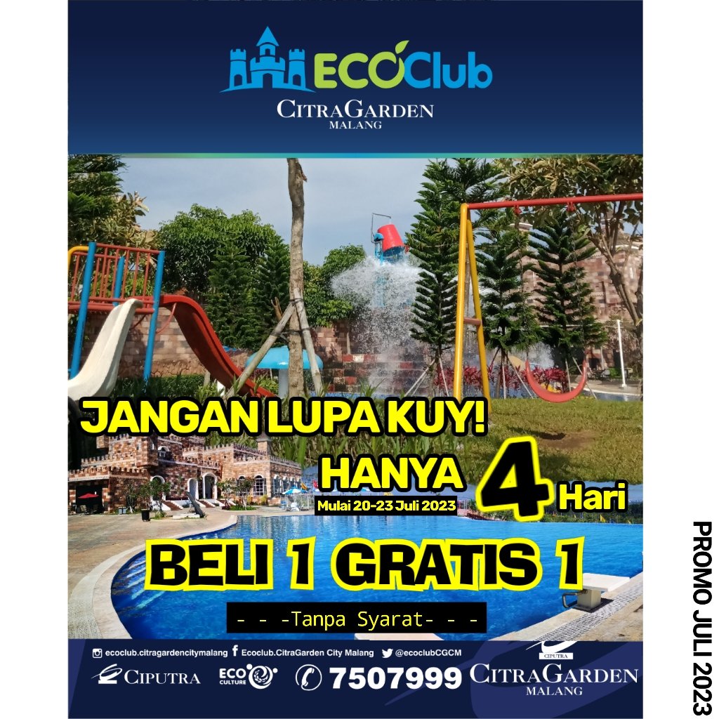 ecoclubCGCM's tweet photo. PROMO JULI 2023 @ecoclubCGCM KUY!
.
#ecoclubcitragardenmalang #kolamrenangdimalang #FIFA #Mbappe #QRIS #ecoclubgym #ecoclubkolamrenang #sportcenter #infomalang #ciputra #kolamrenangecoclub #gym #infinitypool #kolamrenangkotamalang #beli1gratis1 #buy1get1free #memberecoclub https://t.co/D0Y6227tdQ