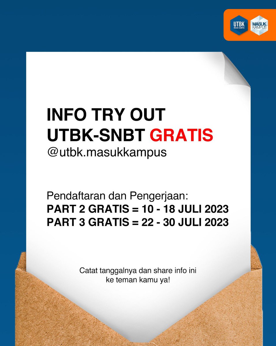 masukkampus's tweet photo. Harus gercep sekarang kalau ada info try out @masukkampus 🥳🥳🤩

Try out keren dan berkualitas di: https://t.co/VfbgOrUbVW

#utbk #masukkampus #studytwt #studymoots #ambistwt #AMBISVERSE #kelas12 https://t.co/7PYNYpZEnR