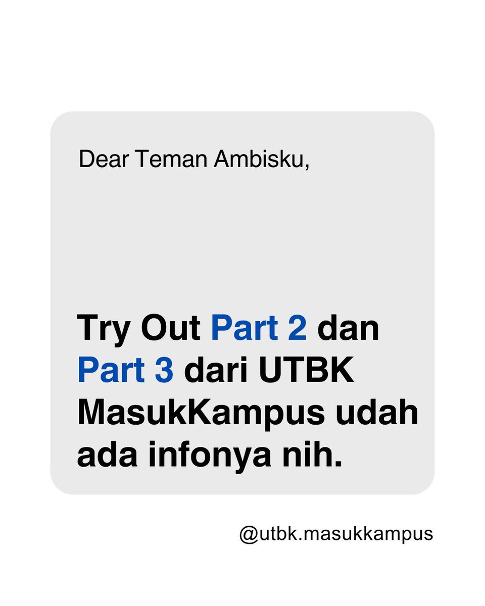 masukkampus's tweet photo. Harus gercep sekarang kalau ada info try out @masukkampus 🥳🥳🤩

Try out keren dan berkualitas di: https://t.co/VfbgOrUbVW

#utbk #masukkampus #studytwt #studymoots #ambistwt #AMBISVERSE #kelas12 https://t.co/7PYNYpZEnR
