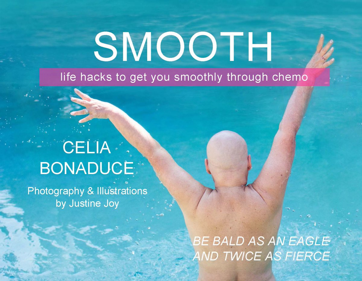 CeliaBonaduce's tweet photo. Exciting news! The print edition of Smooth: Life Hacks to Get You Smoothly Through Chemo is out now! Packed with tricks for your own journey to help make it easier. Be Bald Like An Eagle &amp; Twice As Fierce!  🦅 #ChemotherapyHacks https://t.co/rJYtjLHiid https://t.co/hJ3qLNMR5Y