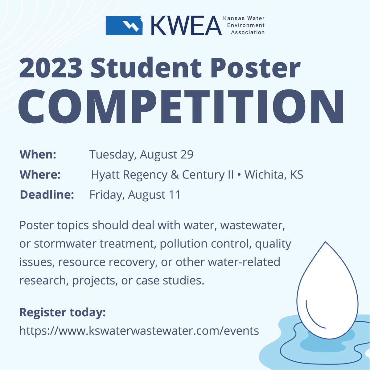 The KWEA student poster competition is back! Enter today:
kswaterwastewater.com/events/student…