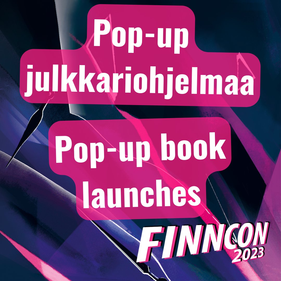 Finncon2023's tweet photo. Lisää oheis- ja iltaohjelmaa Finnconissa!  Tutustu kustantajavartin ja tuplajulkkarien ohjelmaan täällä:  https://t.co/5eQtng4FuJ

//

More supplementary and evening programme in Finncon! Check out the schedule here:  https://t.co/1ACSkEXGhc

#finncon #finncon2023 https://t.co/ZxqJB2yEQ0