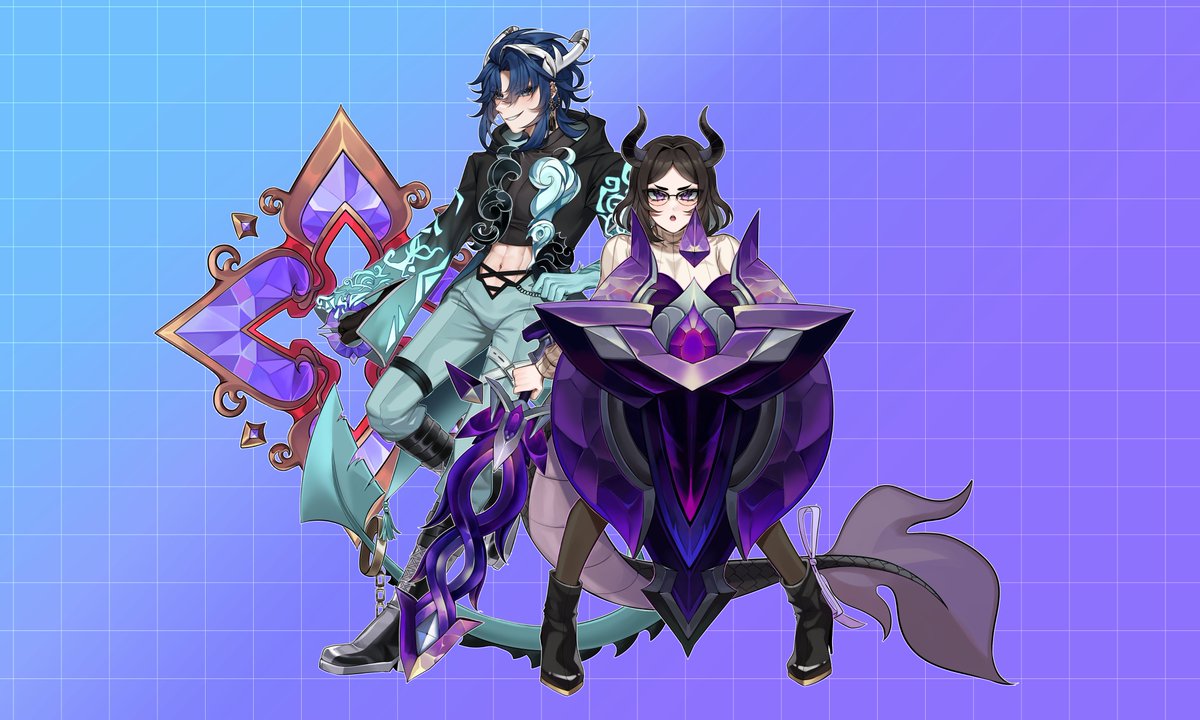 Dropshotto's tweet photo. "Takes a lot to stay at the top" - Sivir
Another one of my duos I have played quite a bit of league with this year @LoyallyBear Thanks for the fun times :) Commission of us w/ sivir and leona's weapons!
๐จ: @Cookie3w3
#DrawLoyally #Dropillust #Vtuber