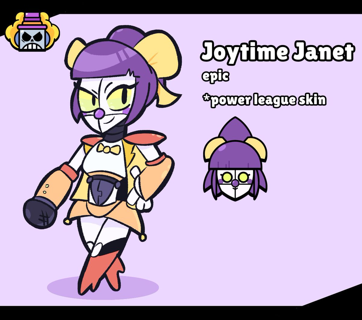 Brawlnimatronics skin set: joytime Janet (2/5)

#BrawlStars #BrawlStarsArt #BrawlArt #conceptdesing