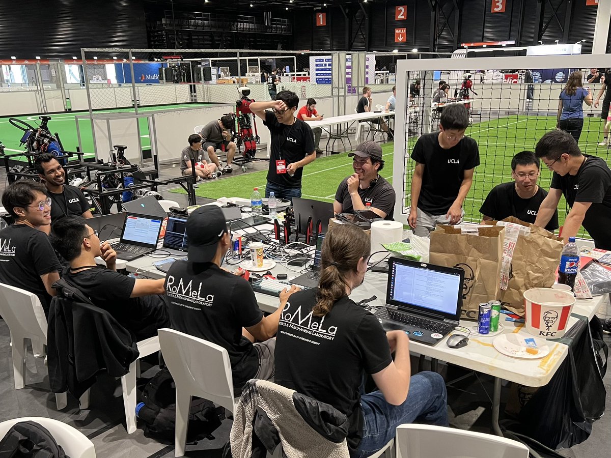 DennisHongRobot's tweet image. Day 1 of #RoboCup2023 #Autonomous robot #soccer competition in Bordeaux, France.

We have 4 round-robin games today.
Wish us luck!
Team RoMeLa FTW!

🤖⚽️🥅

@RoboCup2023
@RoMeLaUCLA 
@UCLAengineering 
@UCLA @UCLAAthletics 

Go Team RoMeLa! 👍