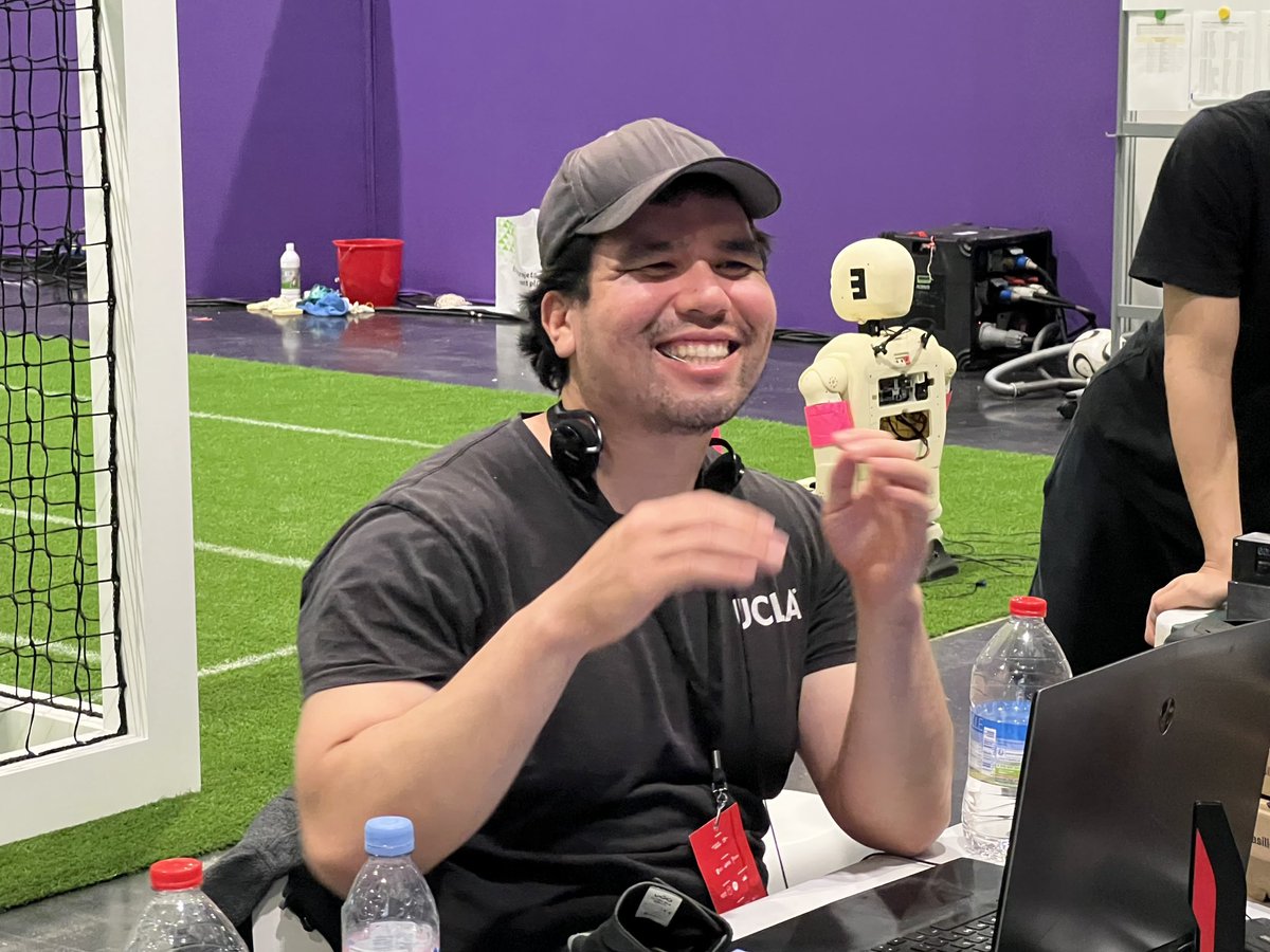 DennisHongRobot's tweet image. Day 1 of #RoboCup2023 #Autonomous robot #soccer competition in Bordeaux, France.

We have 4 round-robin games today.
Wish us luck!
Team RoMeLa FTW!

🤖⚽️🥅

@RoboCup2023
@RoMeLaUCLA 
@UCLAengineering 
@UCLA @UCLAAthletics 

Go Team RoMeLa! 👍