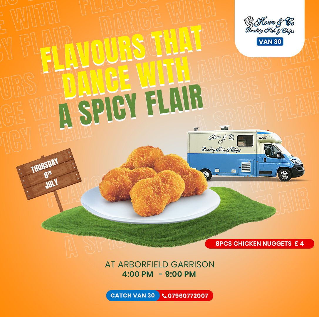 howechippyvan30's tweet photo. 🐟HOWE AND CO FISH AND CHIPS 🍟
🥳🥳 Great news.. We will be in ARBORFIELD GARRISON TONIGHT  🥳🥳

#fishandchipsinarborfieldgarrison #streetfoodinoaklandspark #HoweAndCoVan30 #Van30 #FishandChips #cod #streetfoodsuk #streetfoodtruck #finestfishandchips #fishandchipslovers https://t.co/mTVNM5Gpsb