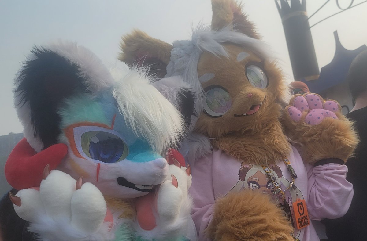 Serenity_Nebula's tweet photo. Finally despite the many memories made this weekend, I just wanted to say thank you to @yeet_frog (they don't really use twit) for being an amazing BFF and my roomate the entire con~
 💙🧡 🐱
I'm so happy we finally got to meet and hang out in person, and ily very much!
>w< https://t.co/nzfxv4hgEU