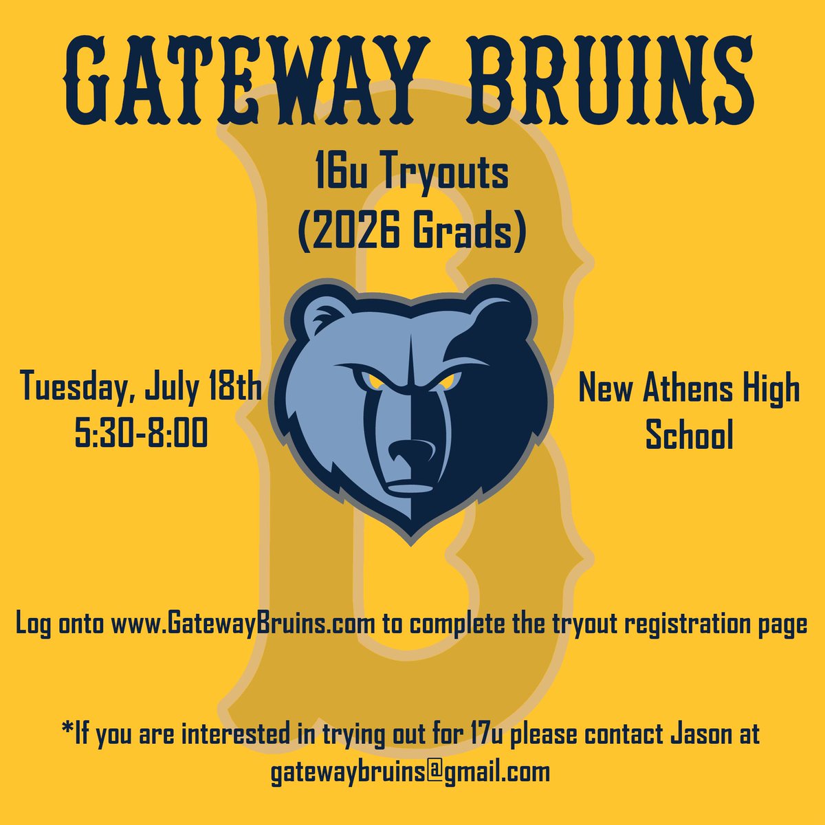 16U and 17U TRYOUT INFORMATION!!