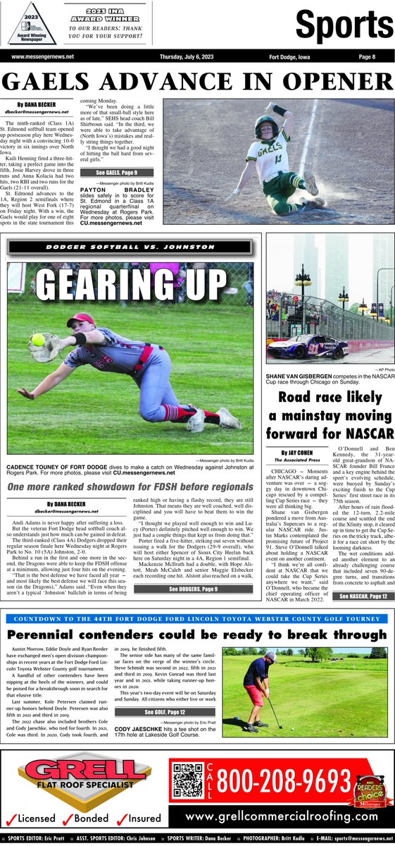 Eric Pratt (@byericpratt) on Twitter photo An early look at Thursday's Messenger sports section. St. Edmond passes its first regional softball test with ease (by <a href="/DanaBecker/">Dana Becker</a>). Fort Dodge faces Johnston in another ranked showdown (by <a href="/DanaBecker/">Dana Becker</a>). An early look at Thursday's Messenger sports section. St. Edmond passes its first regional softball test with ease (by <a href="/DanaBecker/">Dana Becker</a>). Fort Dodge faces Johnston in another ranked showdown (by <a href="/DanaBecker/">Dana Becker</a>).