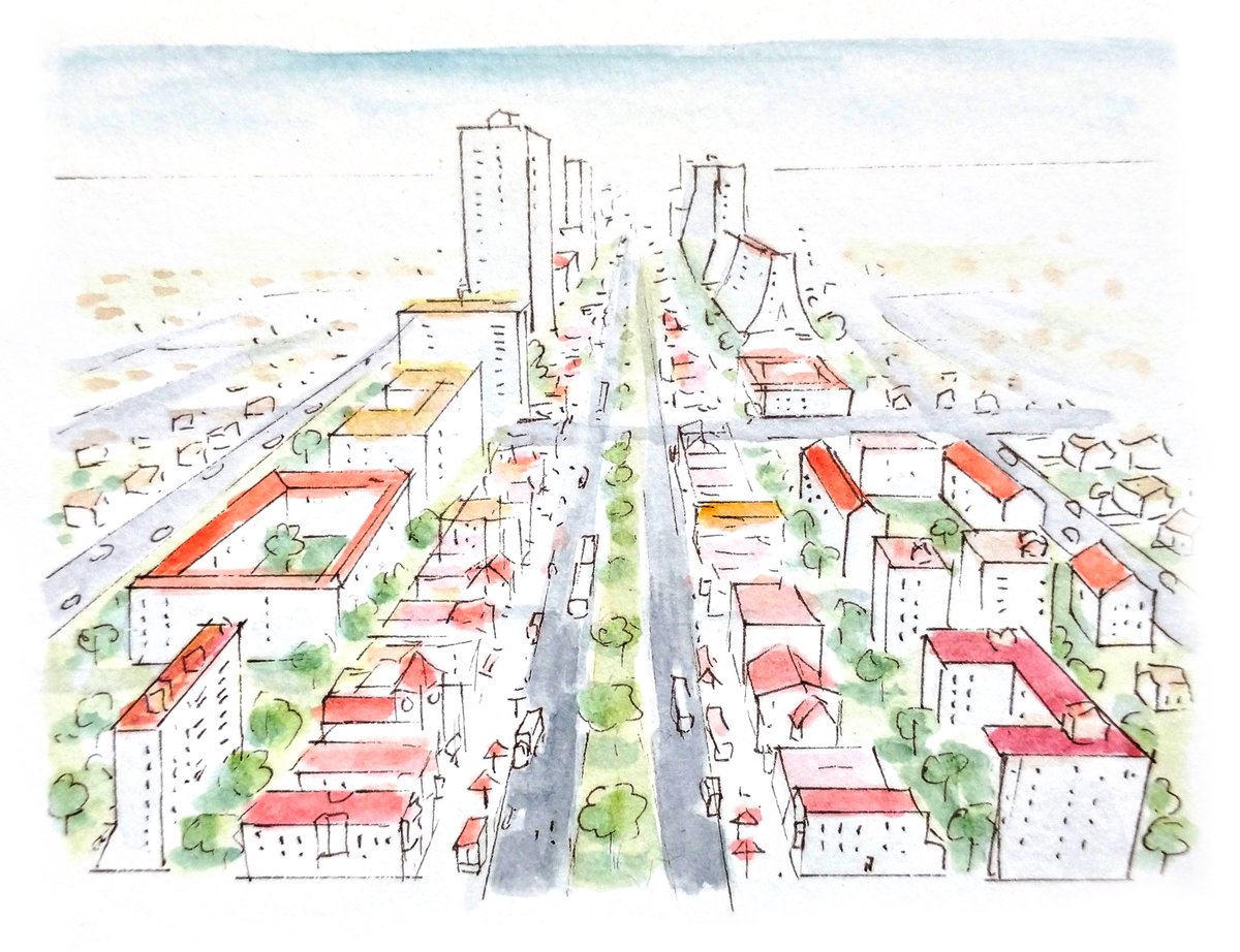 alfred_twu's tweet image. Second Street Housing — so named since the street next to Main Street in many cities is 2nd Street — puts the biggest new apartment buildings behind, not on top of, the main commercial strip, separated by an alley for deliveries. 7/